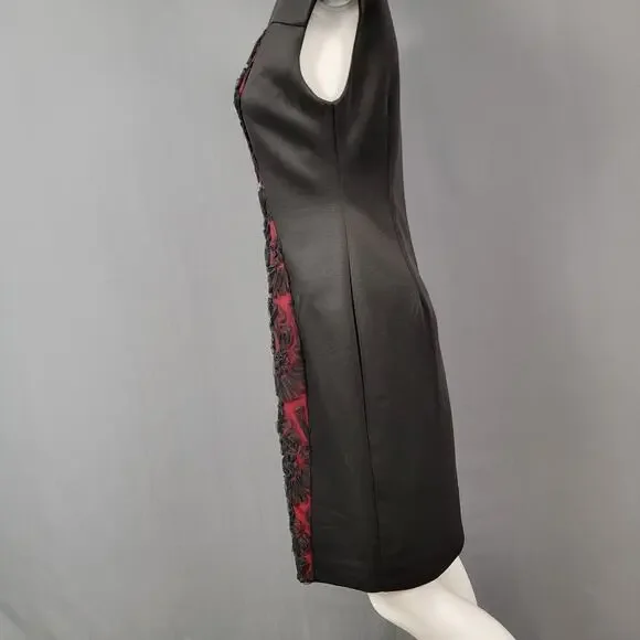 Connected Apparel Bodycon Dress 6 Black Red Floral Appliqué Party - Picture 5 of 11
